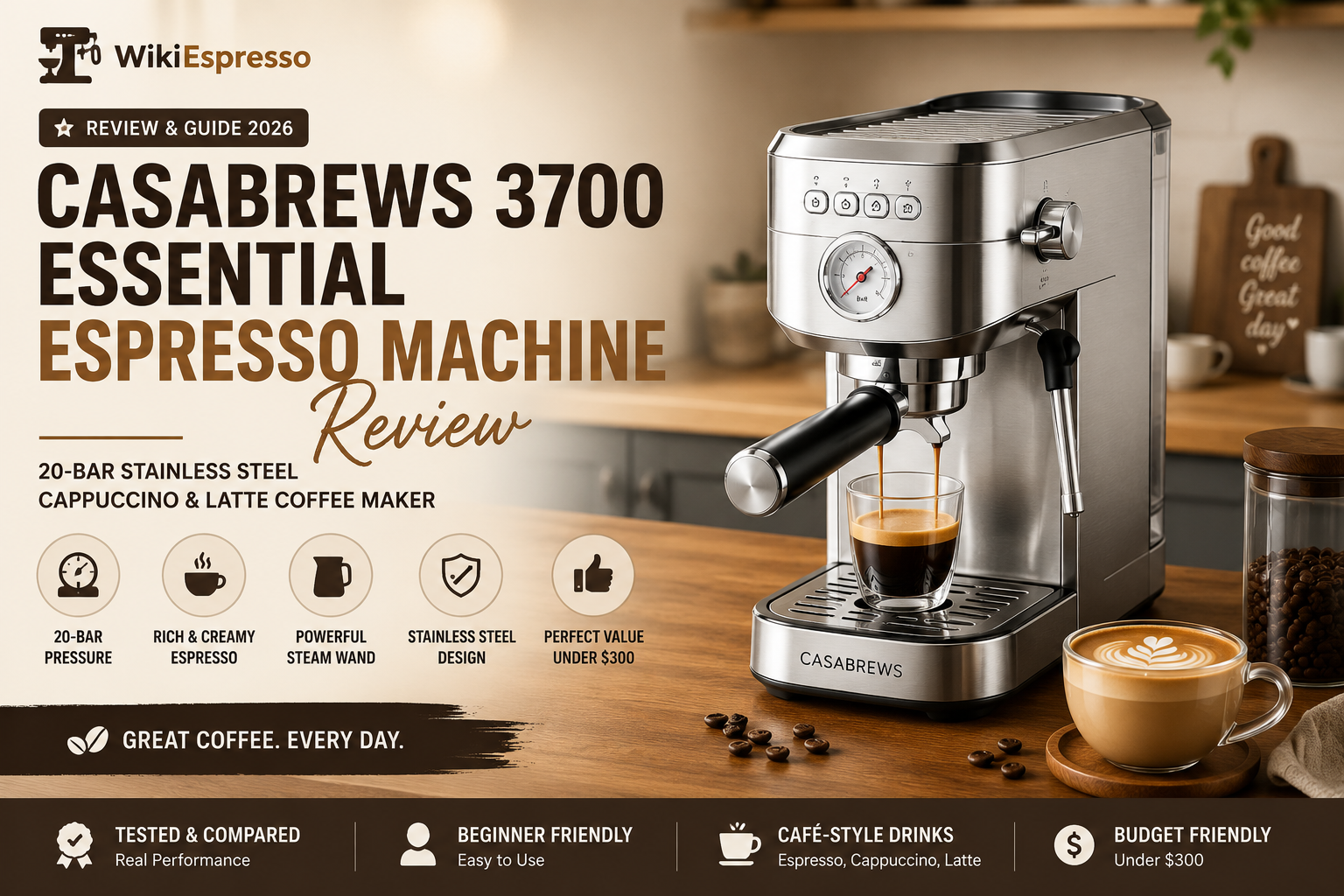 CASABREWS 3700 Essential Espresso Machine 20 Bar, Stainless Steel Cappuccino & Latte Coffee: Is It Worth Buying in 2026?