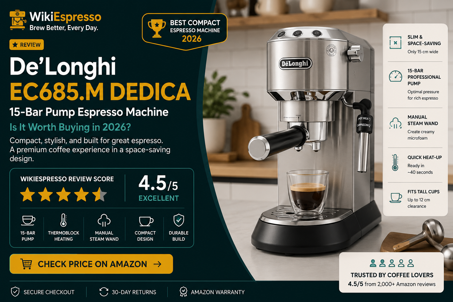 De’Longhi EC685.M DEDICA 15-Bar Pump Review: Is It Worth Buying in 2026?