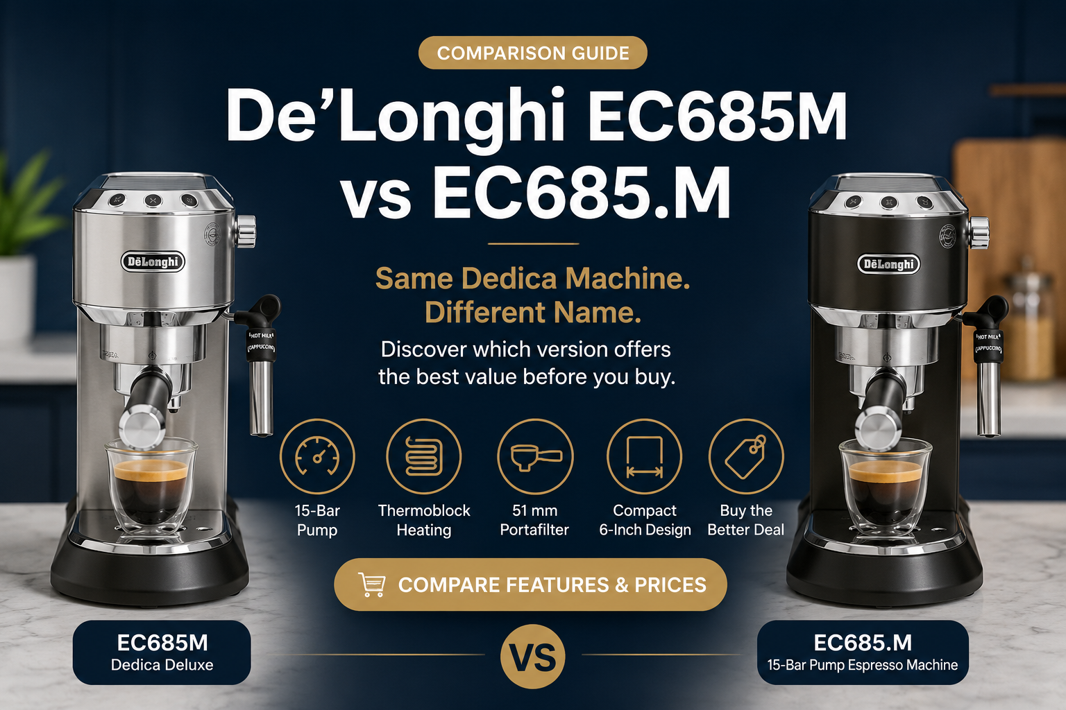 De’Longhi EC685M Dedica Deluxe vs EC685.M: What’s the Difference?