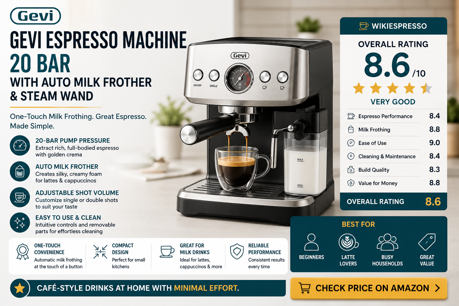 Gevi Espresso Machine 20 Bar – Auto Milk Frother & Steam Wand: Is It Worth Buying in 2026?