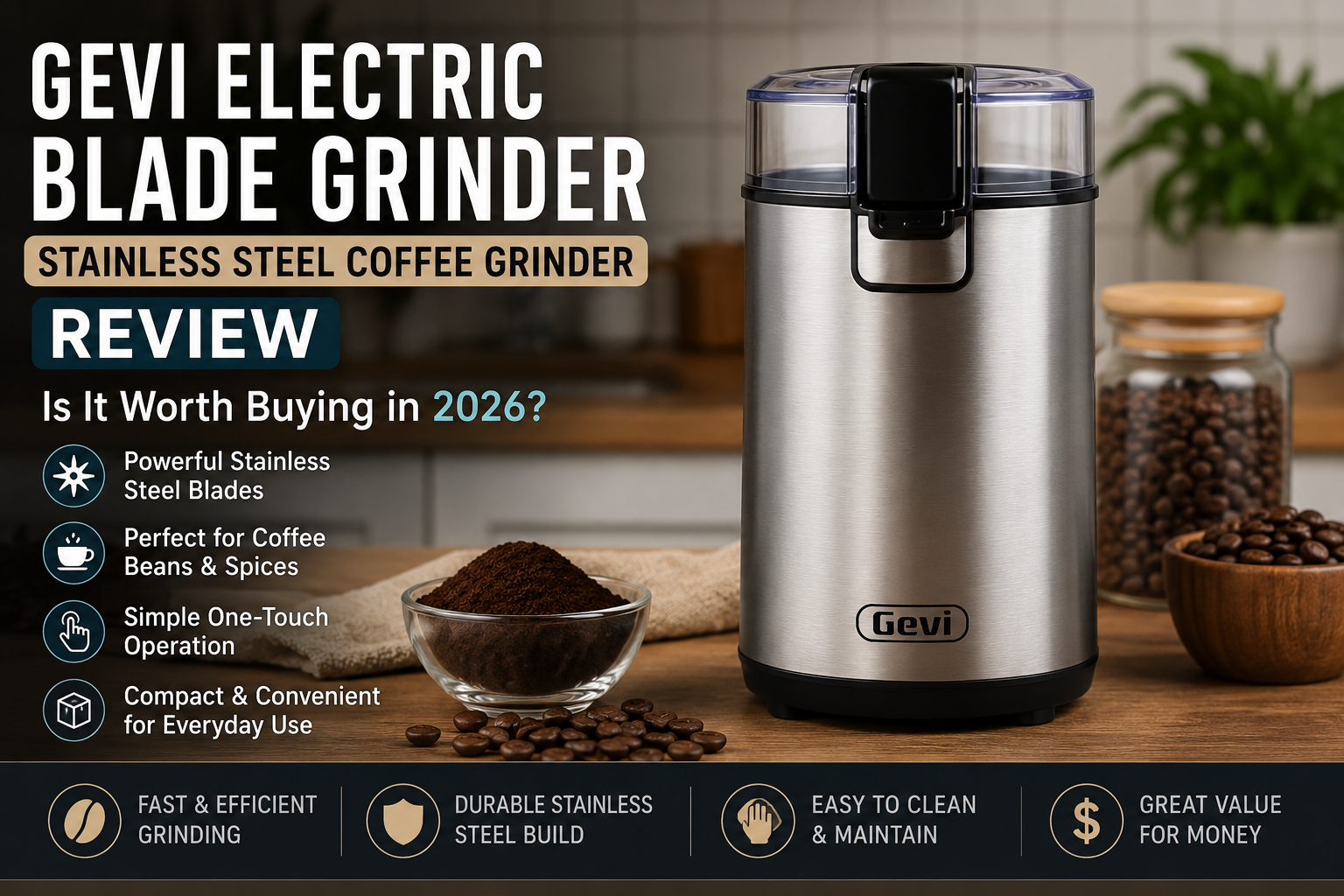 Gevi Electric Blade Grinder Stainless Steel Coffee Grinder Review: Is It Worth Buying in 2026?