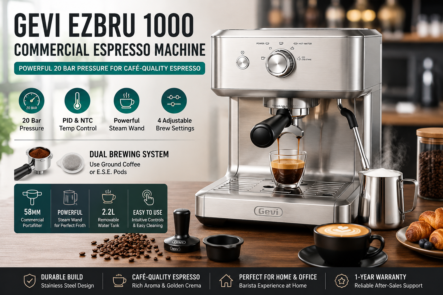 Gevi EzBru 1000 58mm Commercial Espresso Machine | PID & NTC Temp Control Review: Is It Worth Buying in 2026?