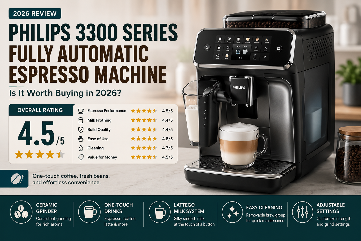 Philips 3300 Series Fully Automatic Espresso Machine Review: Is It Worth Buying in 2026?